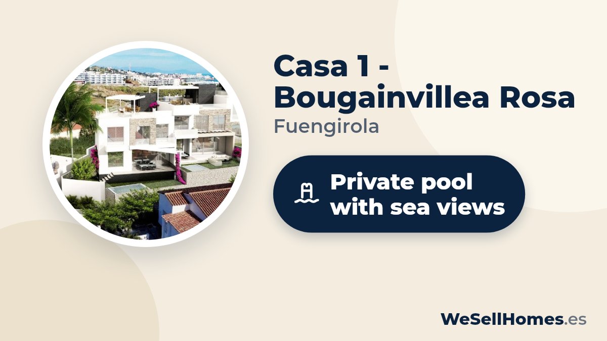 Casa 1 - Bougainvillea Rosa, Fuengirola: Private pool with sea views