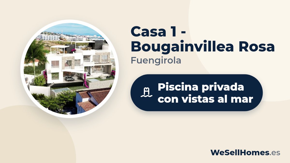 Casa 1 - Bougainvillea Rosa, Fuengirola: Piscina privada con vistas al mar