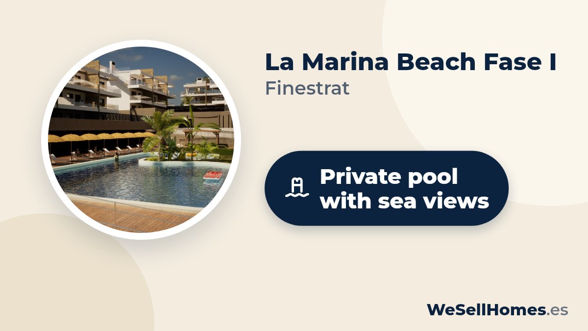 La Marina Beach Fase I, Finestrat: Private pool with sea views