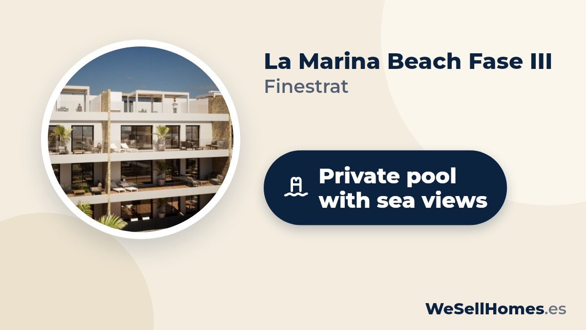 La Marina Beach Fase III, Finestrat: Private pool with sea views