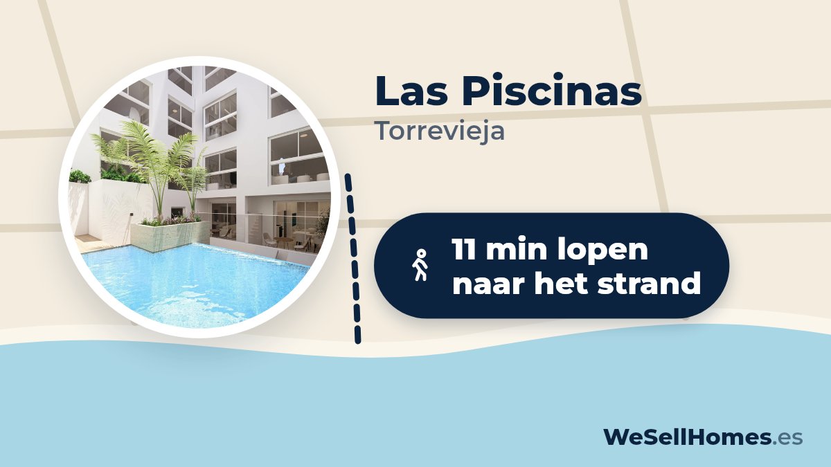 Las Piscinas, Torrevieja: 11 min lopen naar het strand