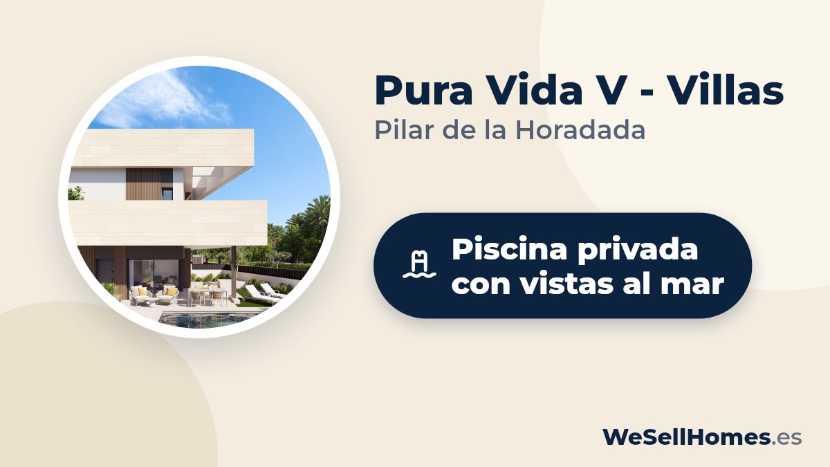 Pura Vida V - Villas, Pilar de la Horadada: Piscina privada con vistas al mar
