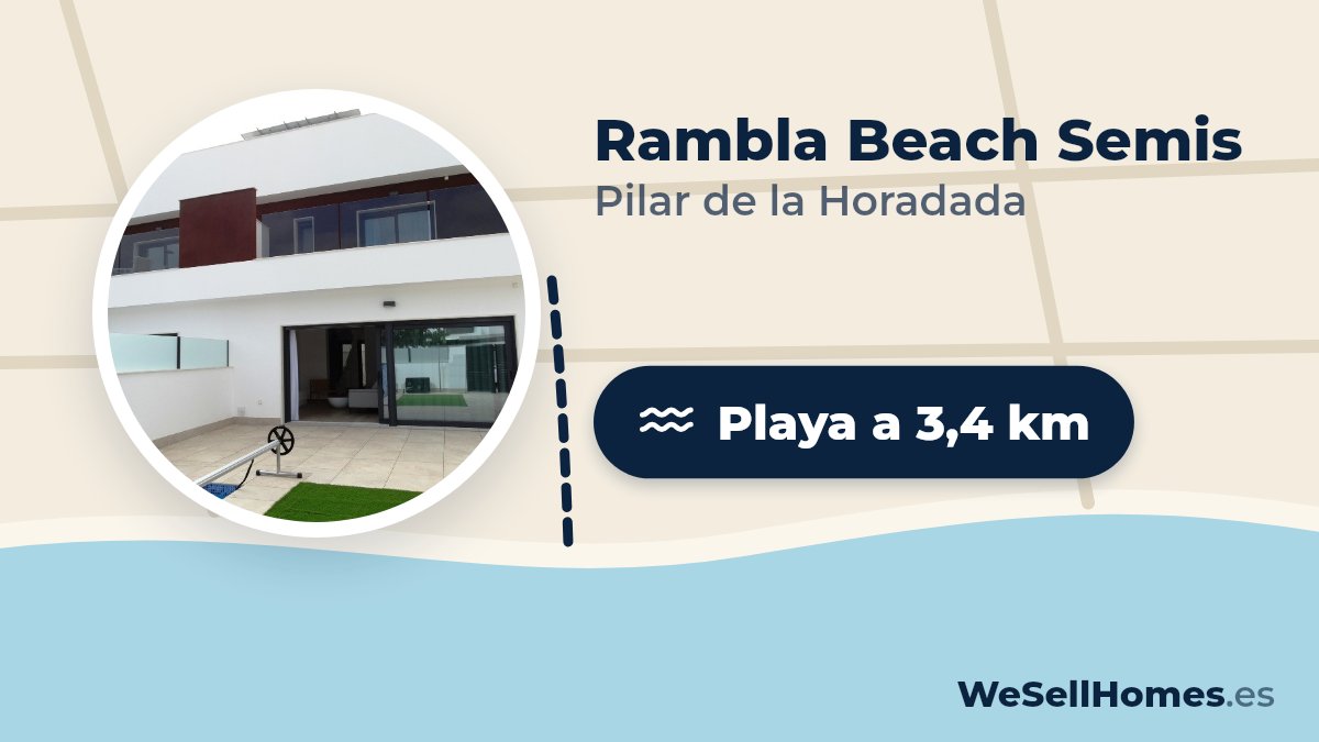 Rambla Beach Semis, Pilar de la Horadada: Playa a 3,4 km