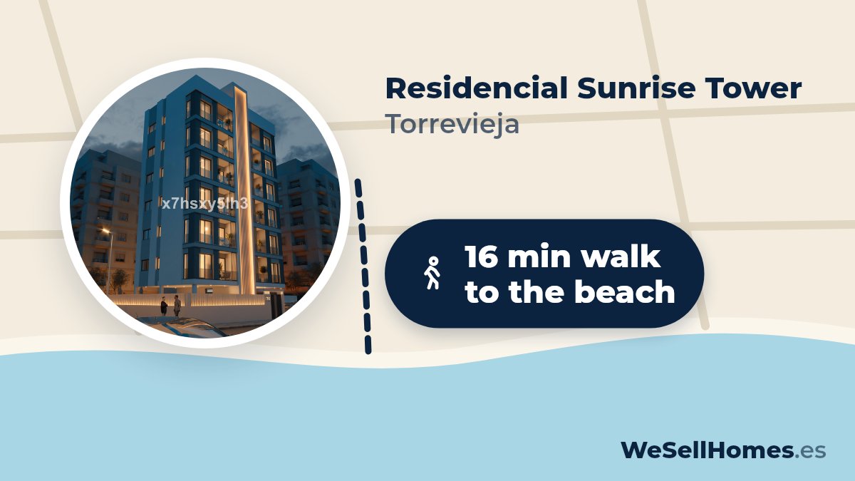 Residencial Sunrise Tower, Torrevieja: 16 min walk to the beach