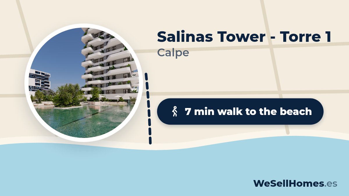 Salinas Tower - Torre 1, Calpe: 7 min walk to the beach