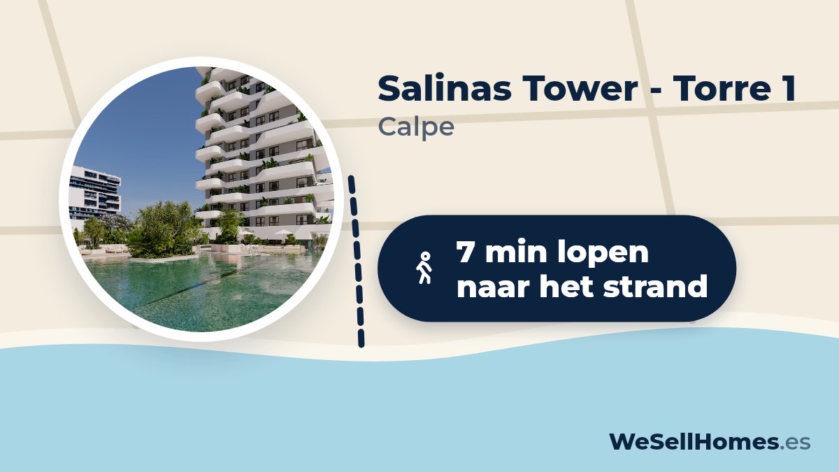 Salinas Tower - Torre 1, Calpe: 7 min lopen naar het strand