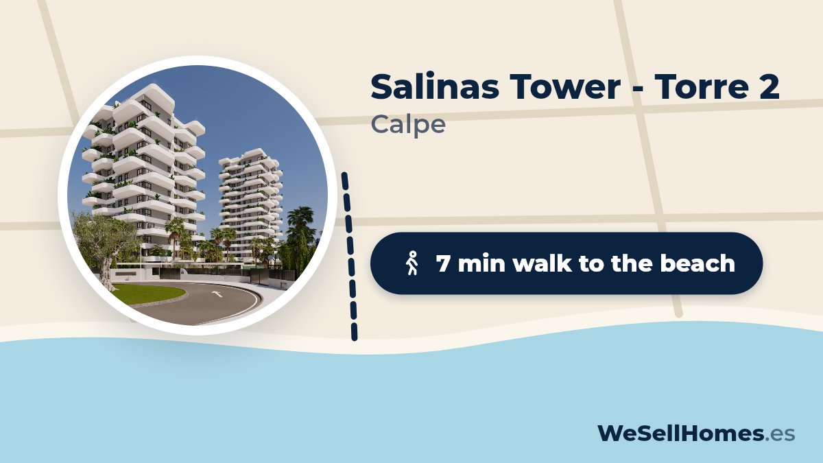 Salinas Tower - Torre 2, Calpe: 7 min walk to the beach