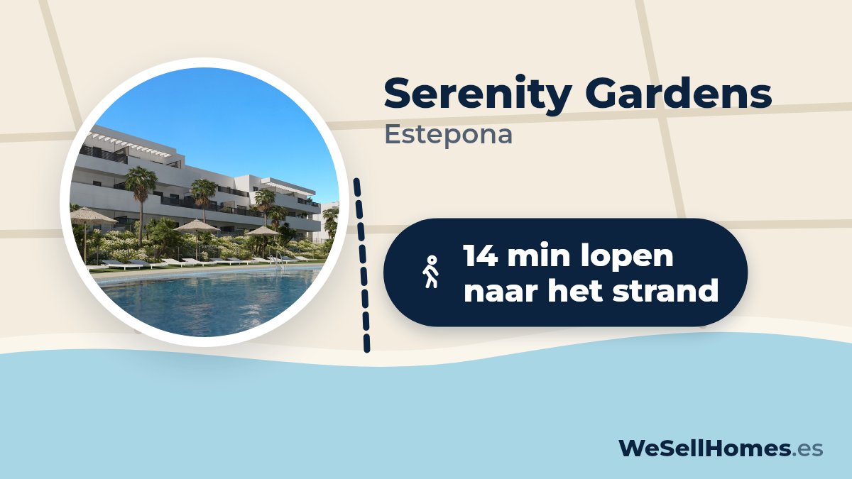 Serenity Gardens, Estepona: 14 min lopen naar het strand