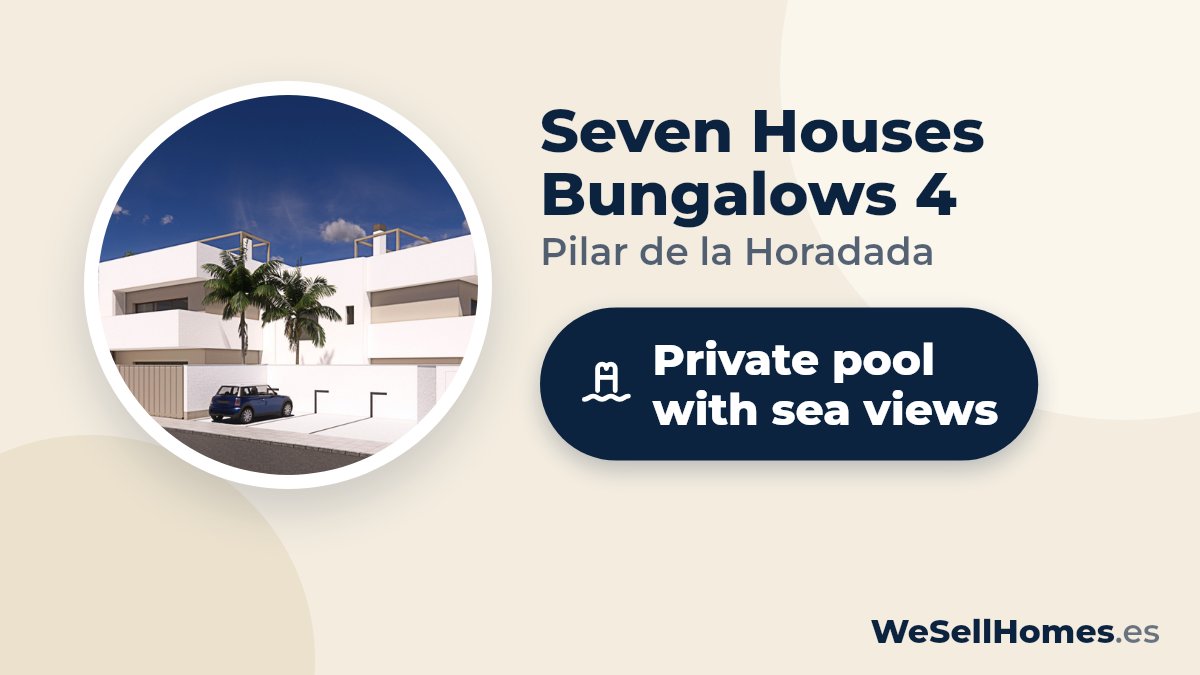 Seven Houses Bungalows 4, Pilar de la Horadada: Private pool with sea views