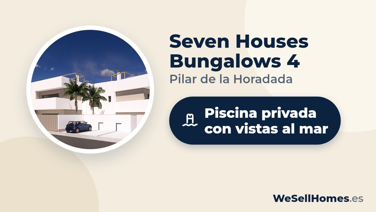 Seven Houses Bungalows 4, Pilar de la Horadada: Piscina privada con vistas al mar