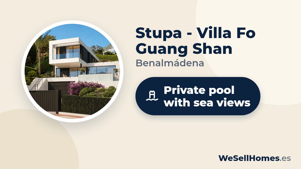 Stupa - Villa Fo Guang Shan, Benalmádena: Private pool with sea views