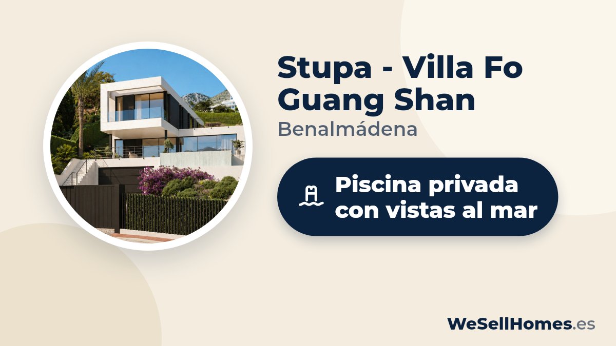 Stupa - Villa Fo Guang Shan, Benalmádena: Piscina privada con vistas al mar