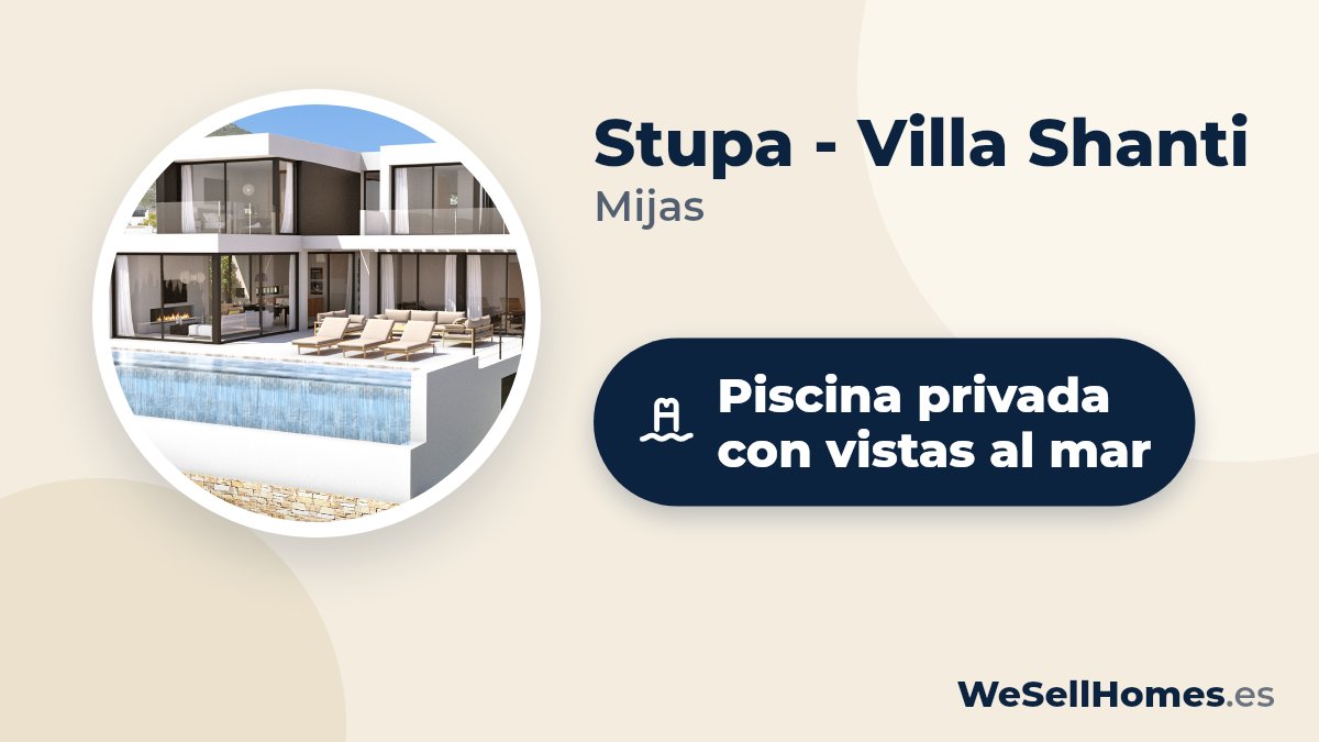 Stupa - Villa Shanti, Mijas: Piscina privada con vistas al mar