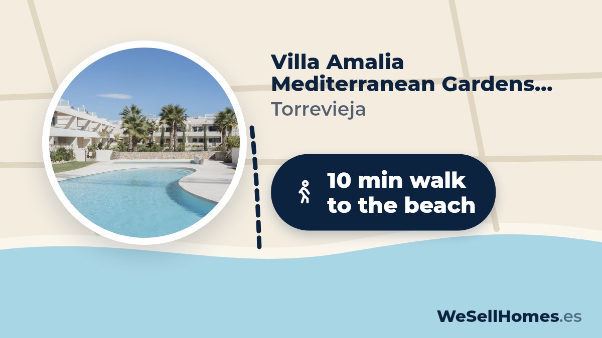 Villa Amalia Mediterranean Gardens Fase III, Torrevieja: 10 min walk to the beach