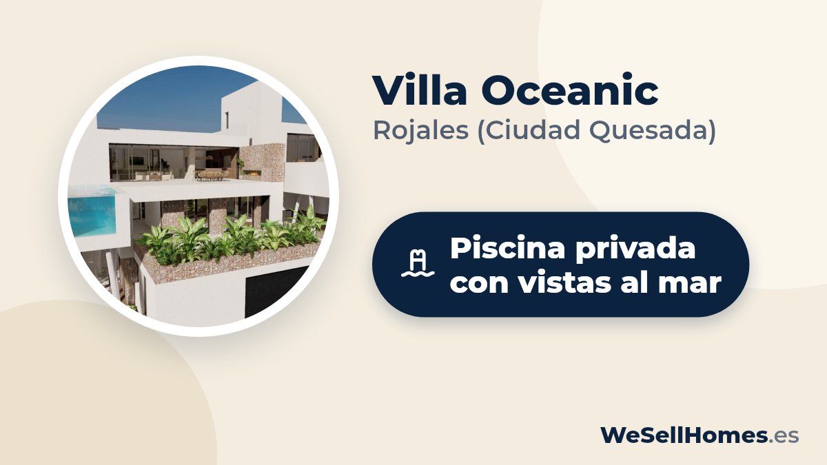 Villa Oceanic, Rojales (Ciudad Quesada): Piscina privada con vistas al mar