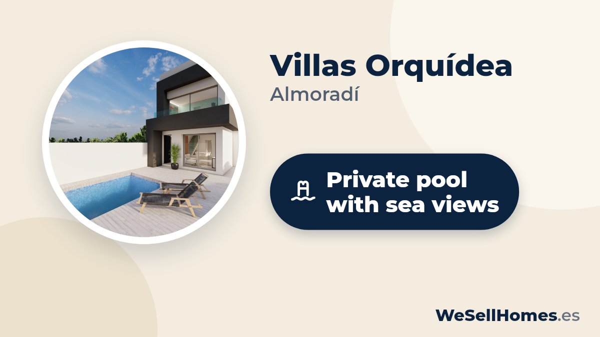 Villas Orquídea, Almoradí: Private pool with sea views
